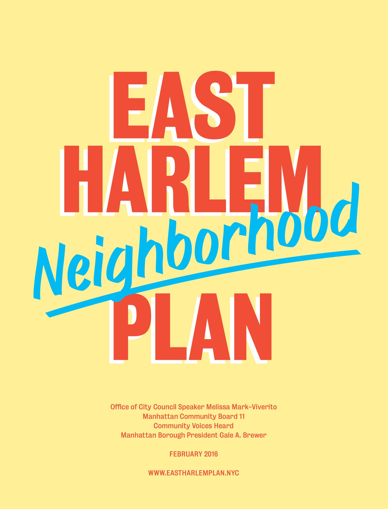 Yellow cover of East Harlem Neighborhood Plan.