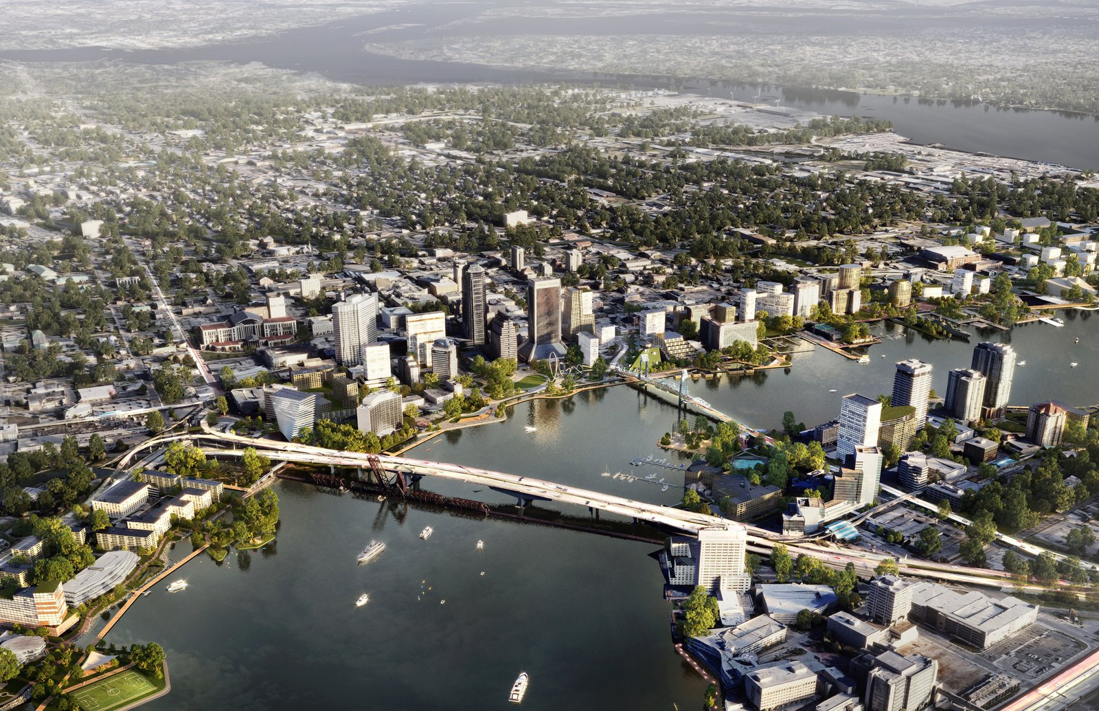 Aerial view of Jacksonville’s riverfront.