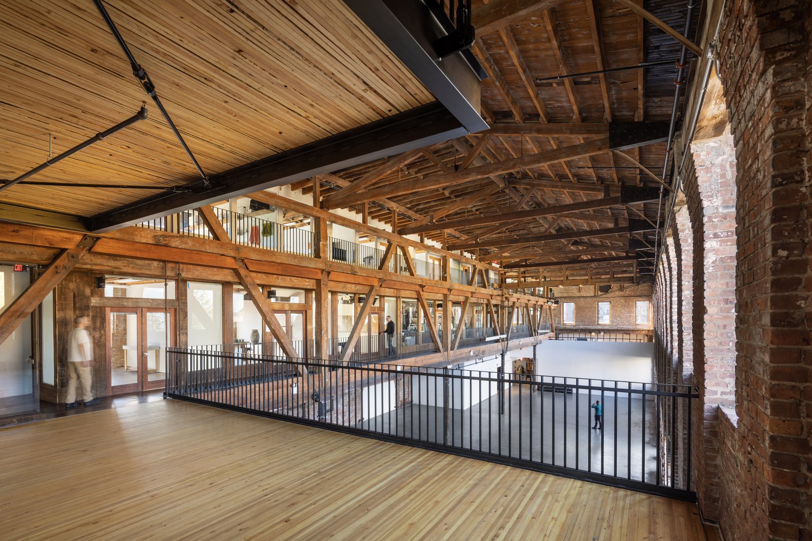 The view from lower balcony under timber upper balcony