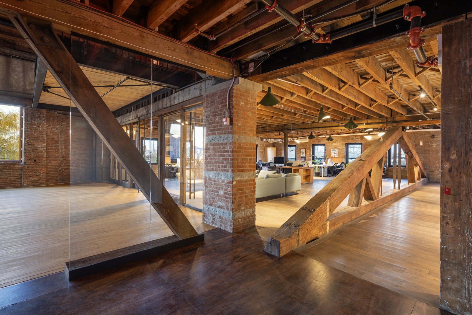 A view of lower balcony showing access to the offices.